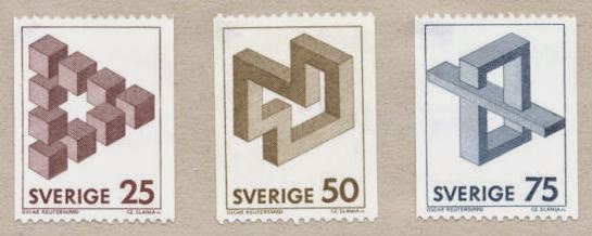 Stamps depicting impossible figures
