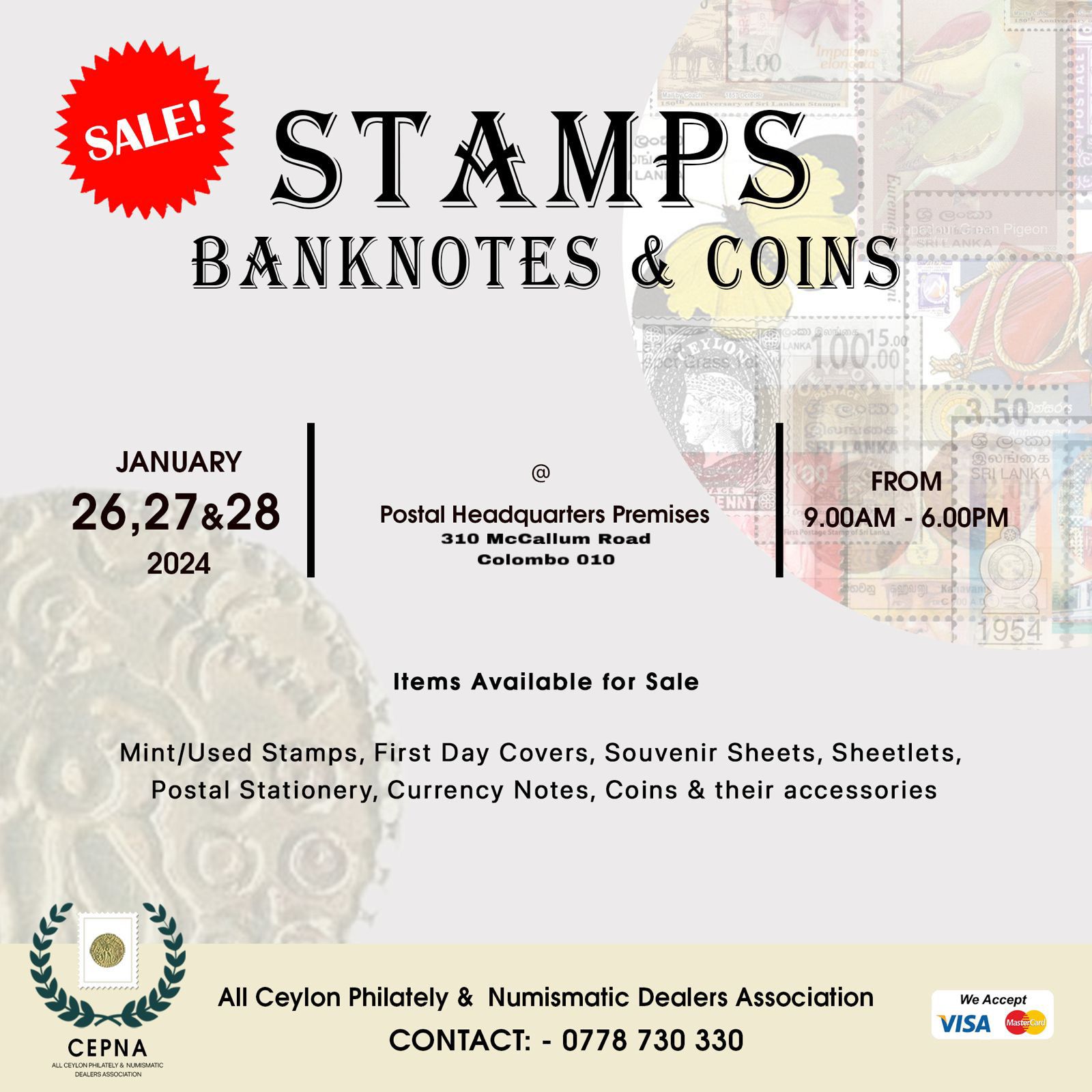 CEPNA Stamp Show – 26th-28th January 2024